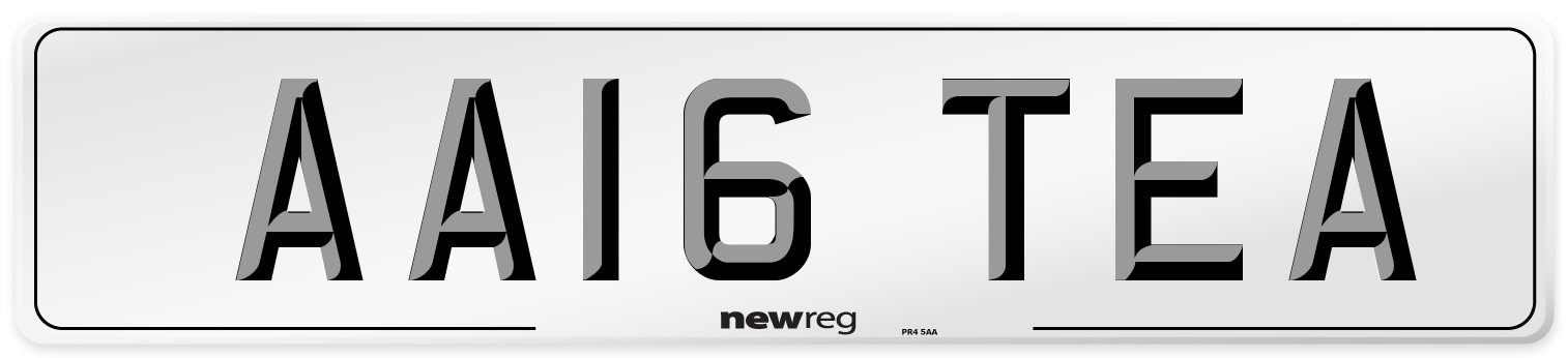 AA16 TEA Number Plate from New Reg
